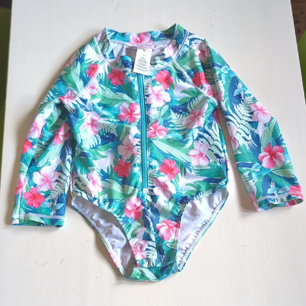 Tommy Bahama Kids Floral Swim Rashguard One Piece 24 Months
